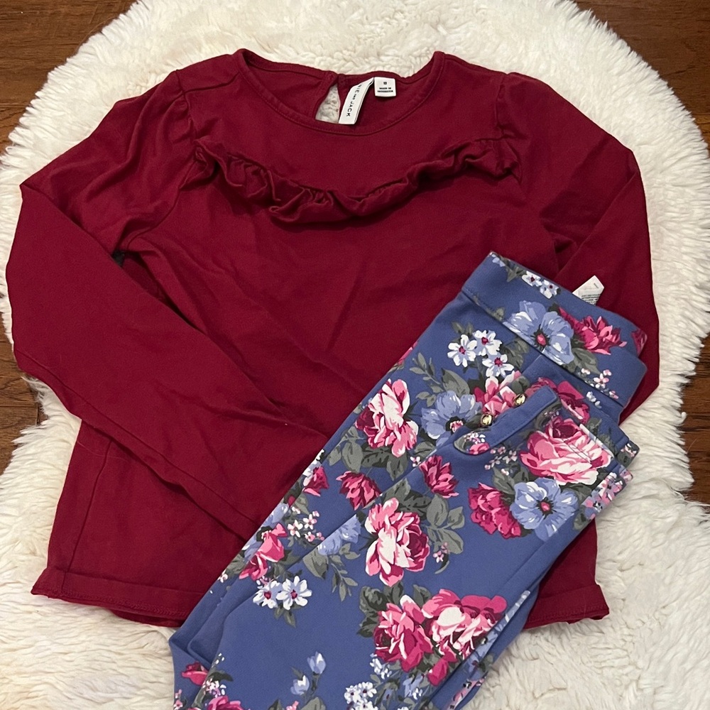 Janie and Jack Burgundy Top set